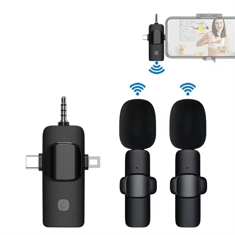 3 in 1 Wireless Lavalier Microphone K15 Broadcast Lapel Microphones for ...