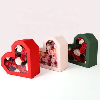 Custom Luxury Mothers Day Valentine Clear Acrylic Heart Shape Round Flower Box Chocolate gift box