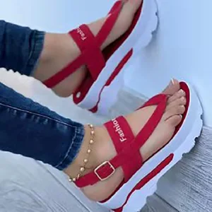 New Cross-border European American-style Head PU Upper Women's Sandals Autumn Summer Casual Daily Wear Thick Platform 43-size
