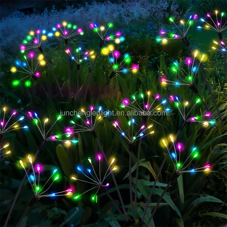 Outdoor Abs LED Security Fence Power Garden for Balcony Patio Color Changing RGB Starburst Swaying Solar Copper Wire Lights