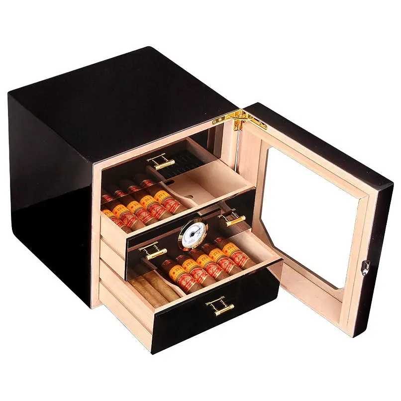 Luxury Custom Packaging Manufacturer Color  Glossing Empty Humidor Wood Cigar Boxes Wholesale