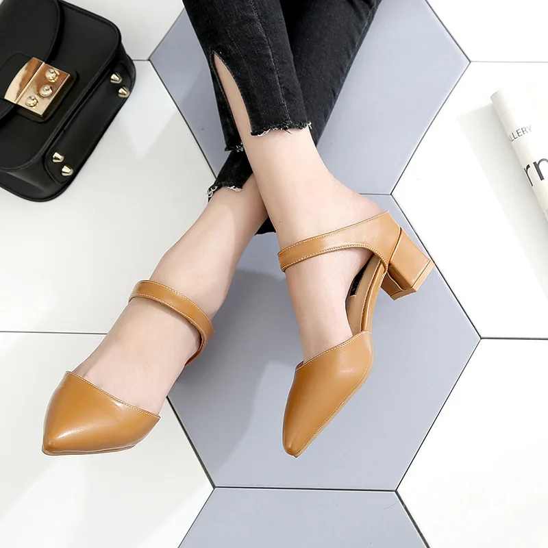 2020 Spring and Summer New Korean Style Closed Toe Mid Heel