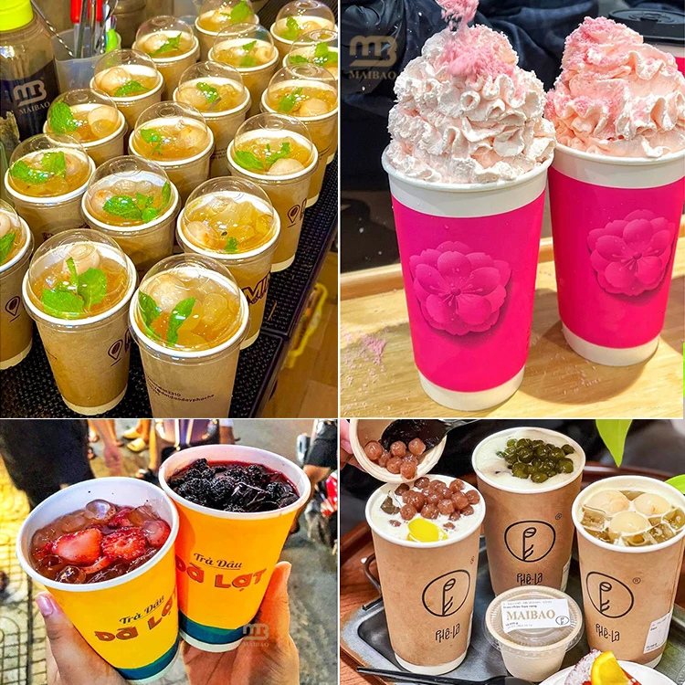 Wholesale 8oz 12oz Bubble Tea Paper Cup Biodegradable Smoothie Cups ...