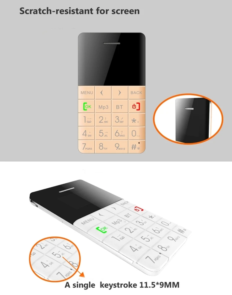 Alibaba.com: AEKU Qmart Q5 Card Mobile Phone, 2G network, 5.5mm ultra-thin design, 0.96 inch ...