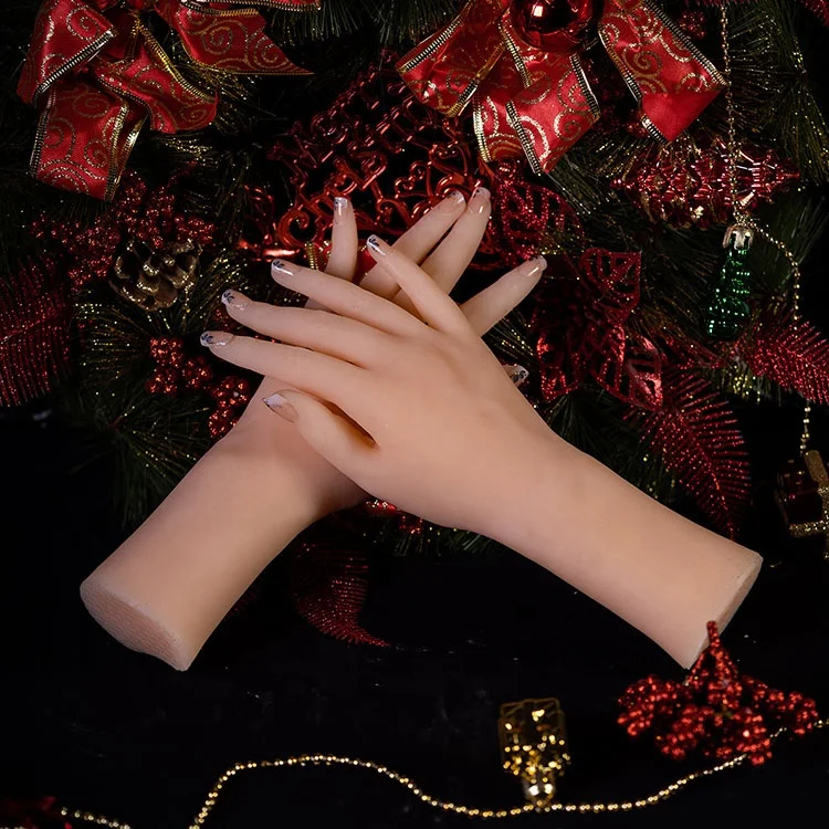 Free Shipping!! High Level Realistic Female Soft Silicone Flexible Mannequin Hand for Ring Bracelet Display
