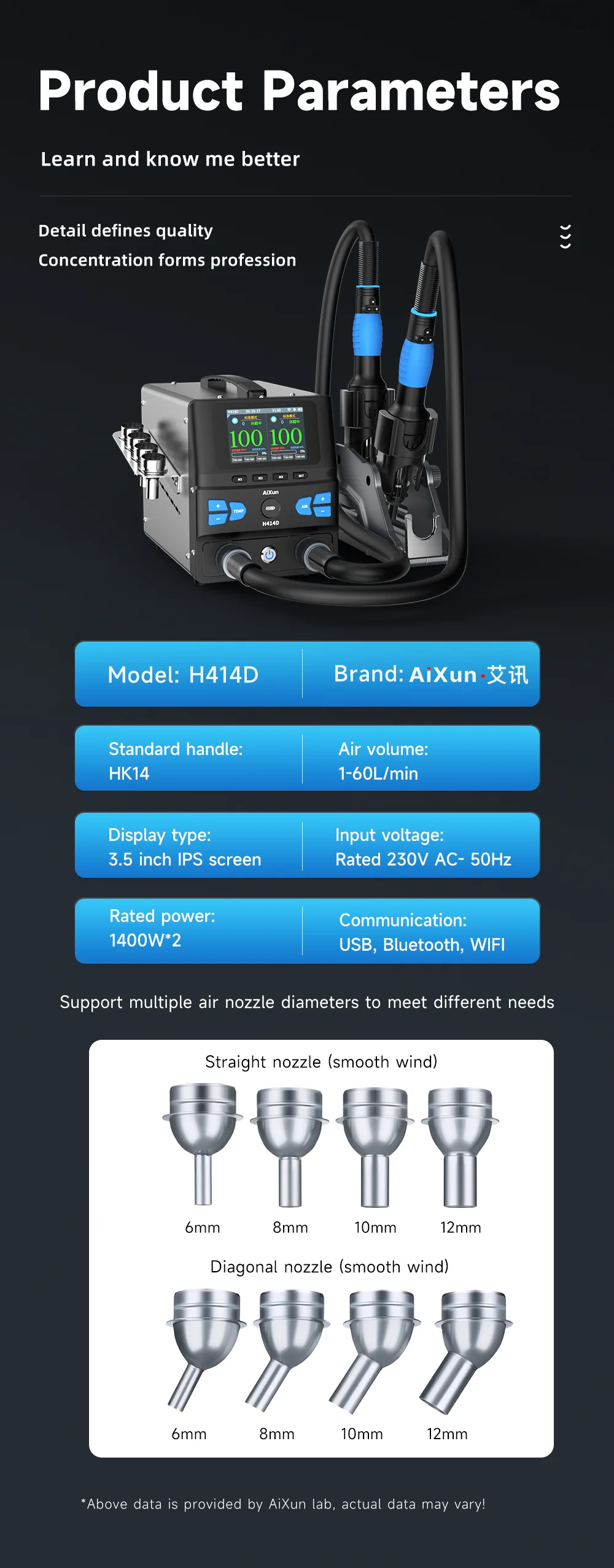 Aixun H414D Dual-station Hot Air Gun 1400W Smart Desoldering Station Connect WIFI for Mobile Phone Repair Tool