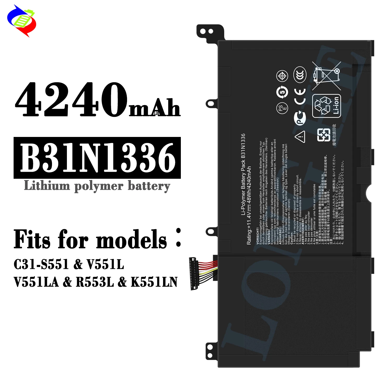 ASUS Laptop-Akku Typ C31-S551 – Hochleistungs-Li-Polymer-Akku Mit Langer Laufzeit