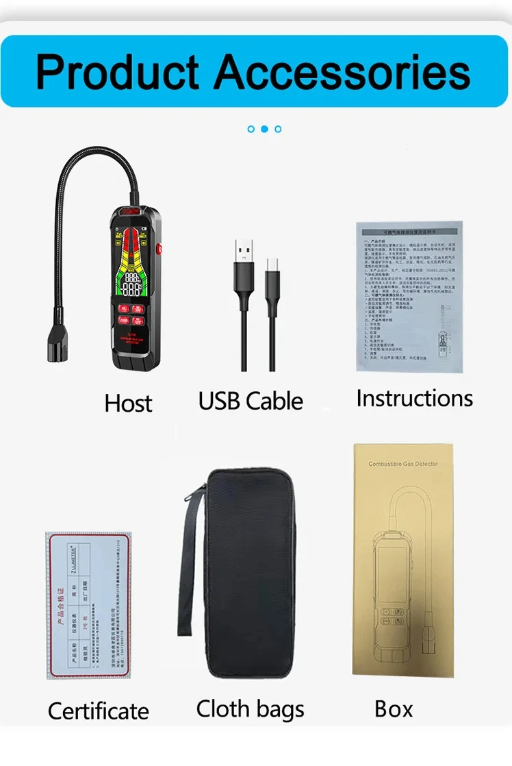 Industrial-grade combustible gas analyzer for accurate detection Wide measurement range of approx. 50–10000 ppm for precise monitoring Detects gases like LPG, methane, propane, and other flammable gases High-sensitivity sensor for reliable and fast leak detection Rechargeable battery for long-lasting and portable use LCD display for real-time gas concentration readings Audio and visual alarm alerts for instant hazard warning Fast response time with stable and accurate performance Durable design suitable for industrial environments Ideal for factories, pipelines, refineries, HVAC, and safety inspections