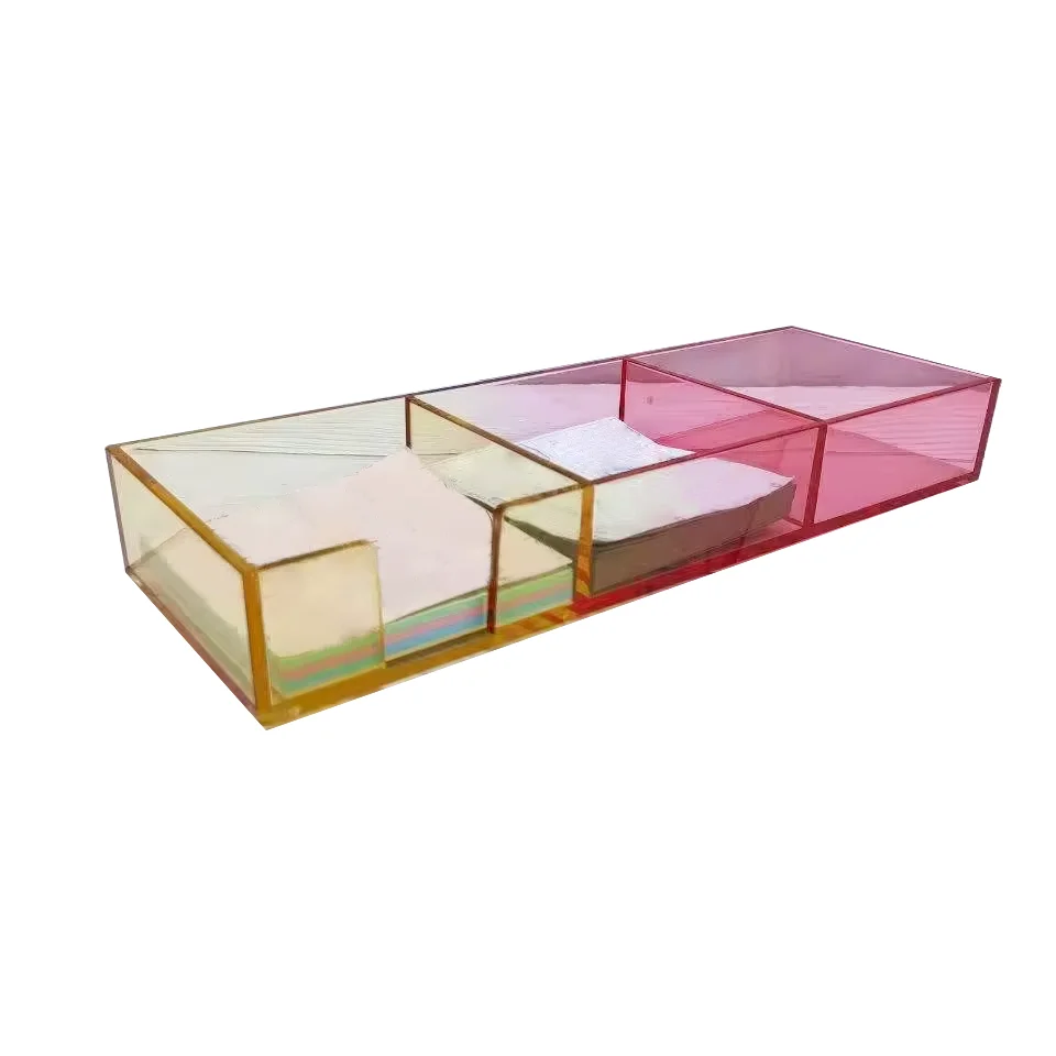 Choice Fun Clear Acrylic Drawer Storage Box with Post-It Note Clip Plastic Memo Holder for Office or Home Use