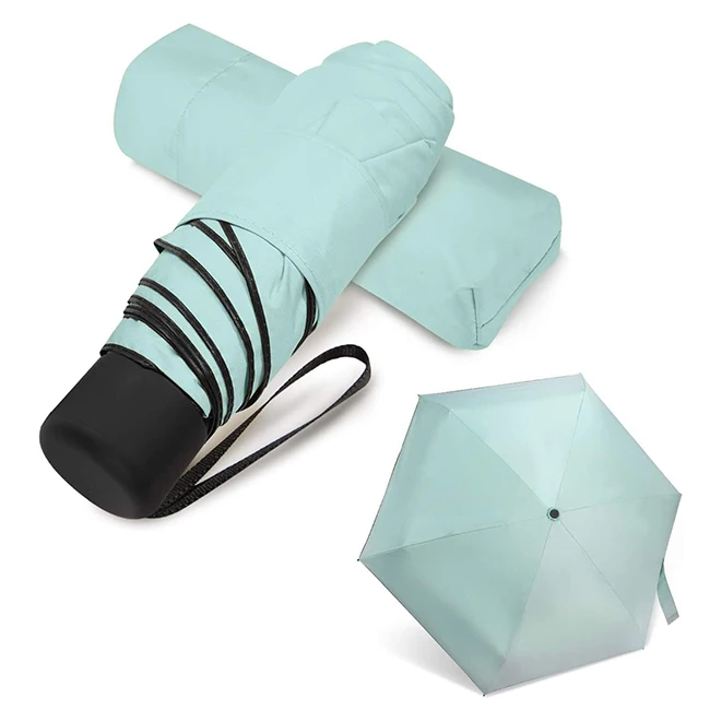 Manual Hand Open 19 Inch 6 Ribs Sunday Mini Capsule Shaped 5 Folding