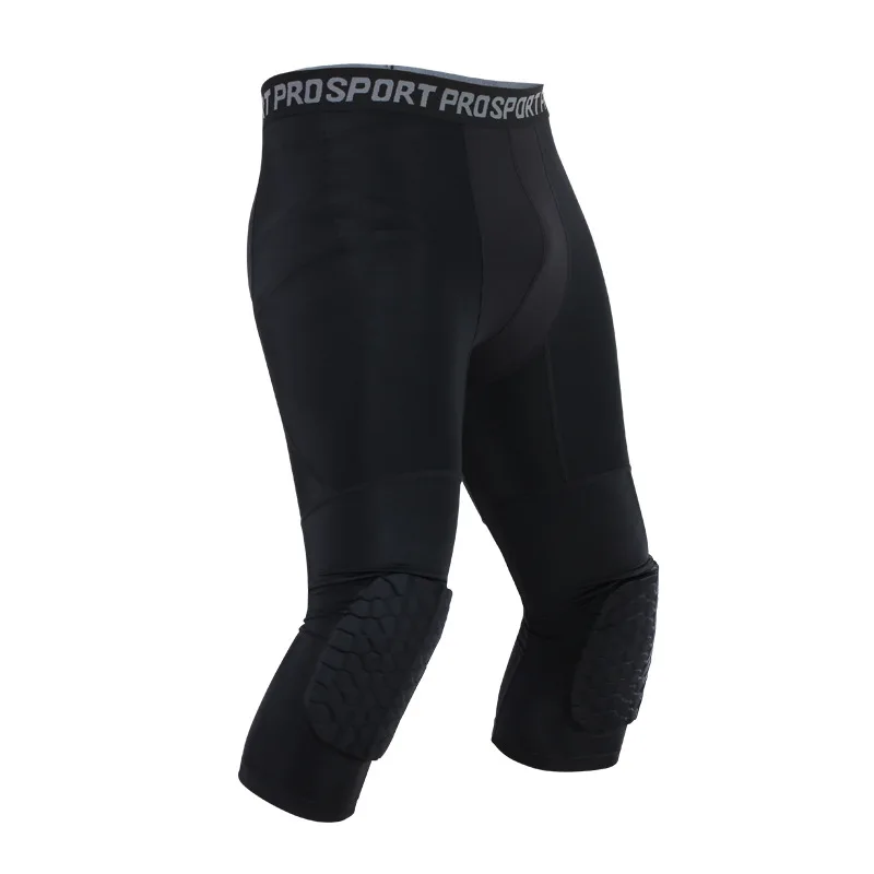 COOLOMG Pantaloni da basket con ginocchiere per bambini a compressione 3/4 leggings imbottiti 