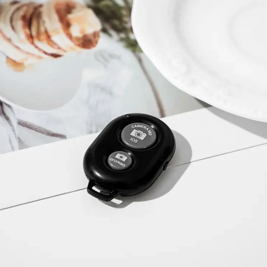 Two Button Remote Control Shutter Trigger Wireless for Bluetooth Selfie Stick with Mobile Phone Holder for Bed Desk Use
