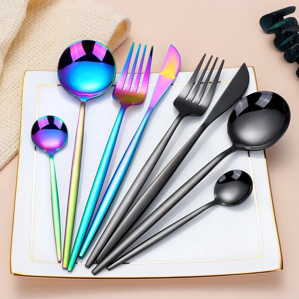 Set Posate Bysta 20 Pezzi – Acciaio Inox, Manico Nero E Oro, Per 4 Persone, Lavabile In Lavastoviglie