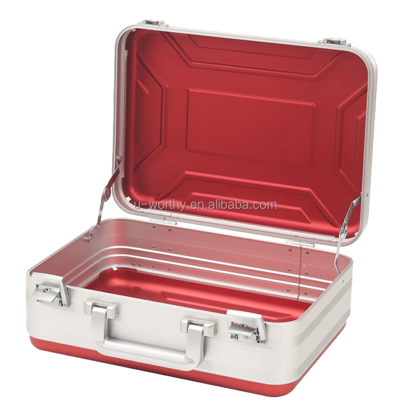 Portable Hard Aluminum Suitcase File Boxes Customizable OEM Portable Aluminum Alloy Metal Tool Case Document Storage with Foam