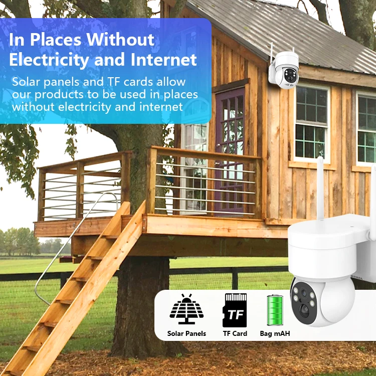 Outdoor Waterproof Low Power Consumption Long Range 360 PTZ HD 1080P IP WIFI Wireless Security System Solar Power Energy  Camera
