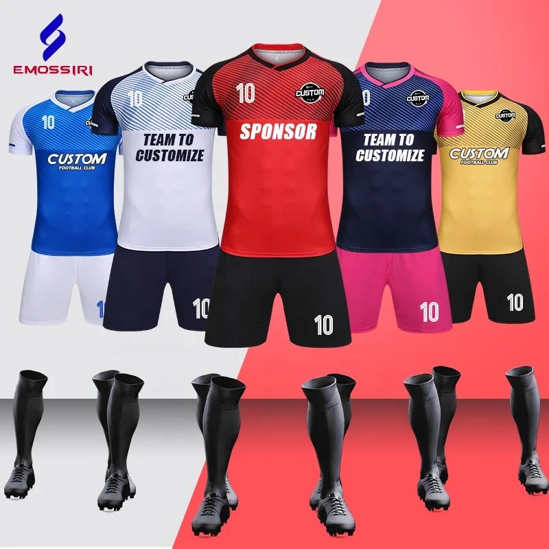 Wholesale Custom Cheap Adults Soccer Uniforms 100% Polyester Soccer Jerseys  Breathable Football Jersey Sets For Men S103