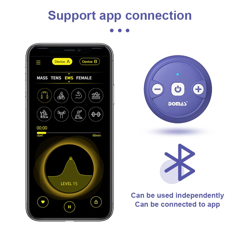 DOMAS Automatic Intelligent Wireless Tens Unit Device Battery Rechargeable 24 Modes Menstrual Cramp Ovira Period Pain Relief