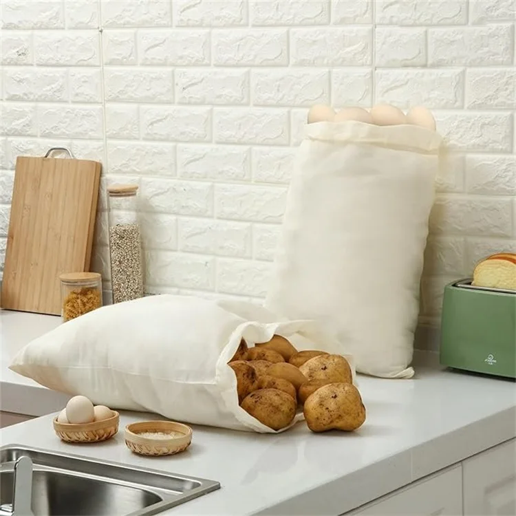 Personalized Premium Recycl Fabric Muslin Drawstr Drawstring Bag Cotton Canvas Packaging Custom logo factory