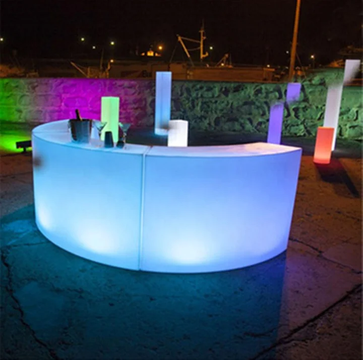 Assembly Party Plastic Portable bar LED Curved Bar Table Illuminated Nightclub Furniture Glowing Lightweight Circle Bar Counter