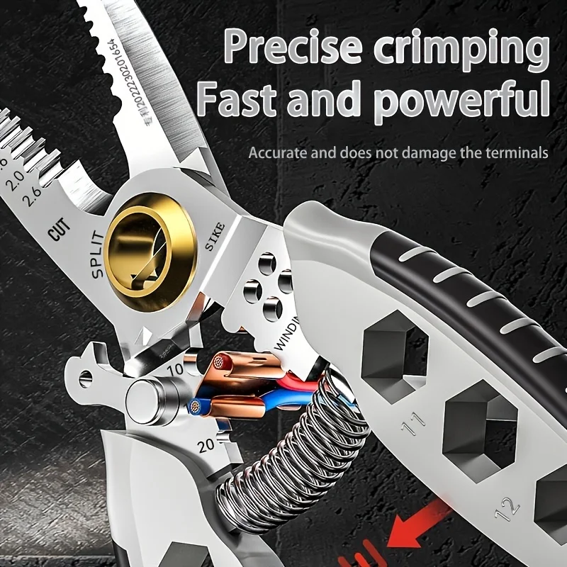 Wire Stripper Multi function Sharp Cutting Quick Splitting Wire Stripper,7 Inch Multipurpose Current Lead Stripper