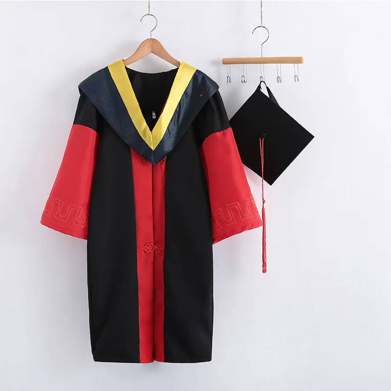 Wholesale Custom Color Matte Gown High School Uniforms University Ceremony Classic Doctoral Graduation Gown and Cap Tassel