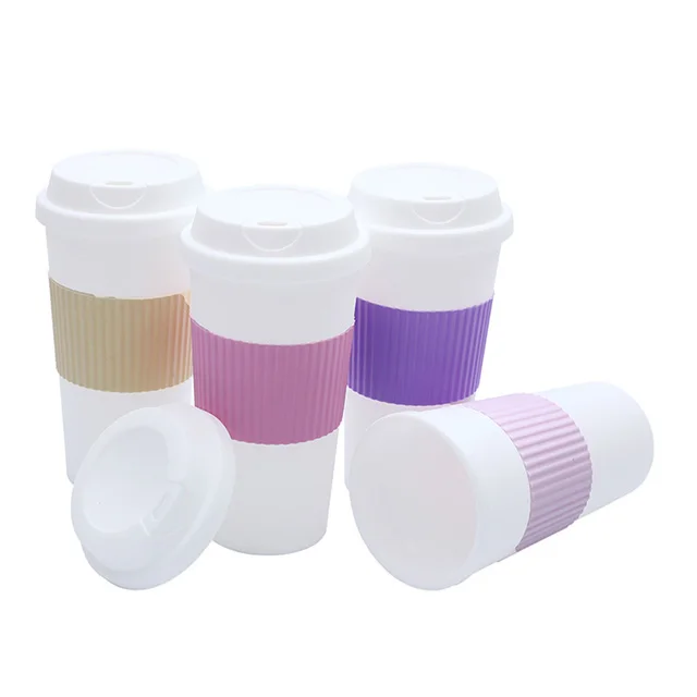 Sustainable Double Wall PP Plastic Travel Coffee Tumbler Reusable Coffee Cup With Lids