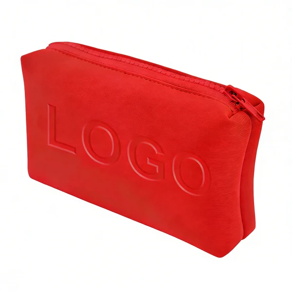 Factory Custom logo Waterproof Women Skincare Neoprene Makeup Pouch Cosmetic Zipper Pouch Bag for Travel Toiletry Storage