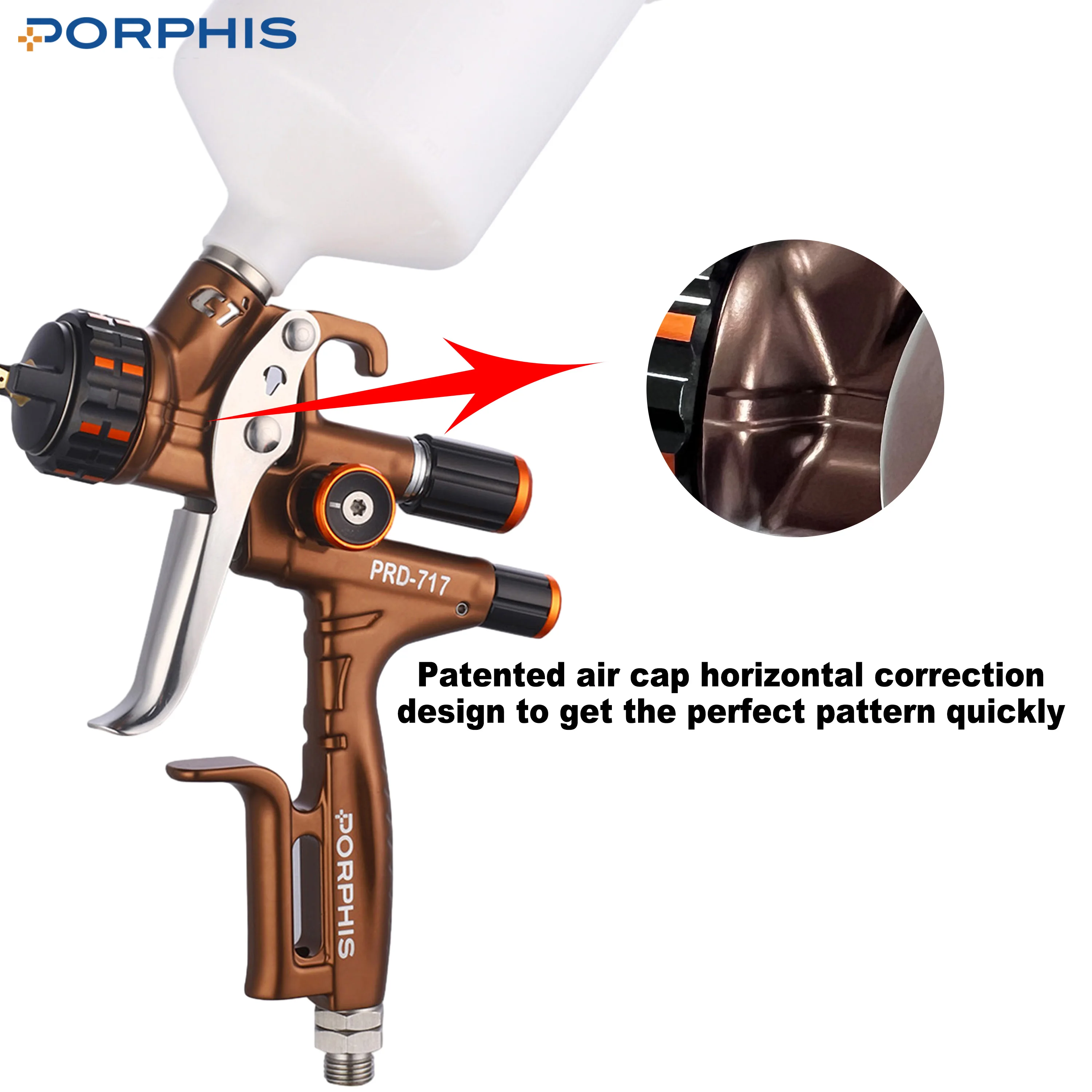 Porphis Prd-717 1.3mm Split Nozzle Gravity Feed Airbrush Pneumatic Tool ...