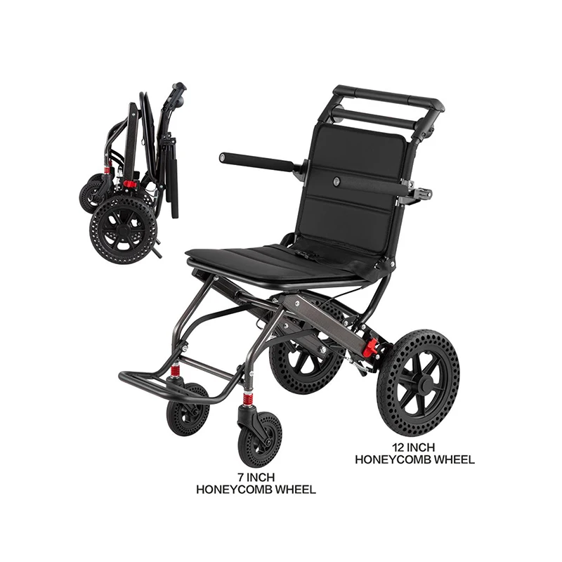 Popular Lightweight Portable Travel Foldable Manual Wheelchair with Stable Armrest & Braking for Fixation Use