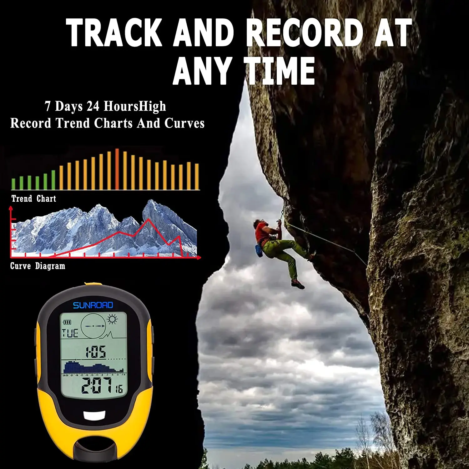 Digital Barometer, USB Rechargeable Digital Thermometer, Digital Hygrometer  Navigation for Hiking Outdoor Sport Climbing Camping