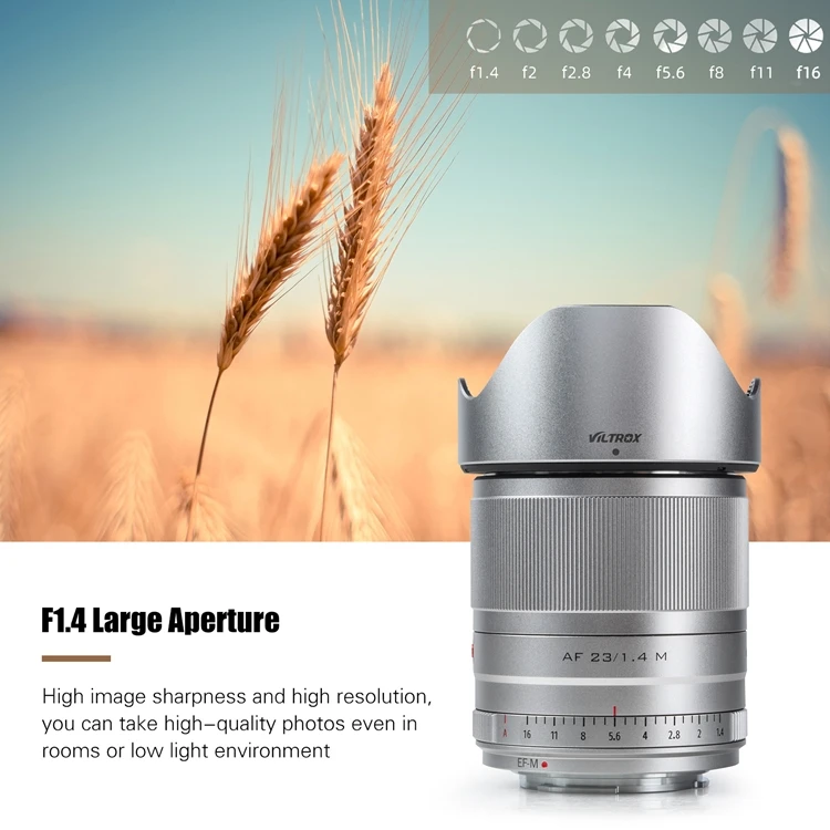 VILTROX AF23/F1.4M Auto Focus Camera Lens APS-C F1.4 Large Aperture 23mm Focal Length M-Mount for Canon EOS M3/M5/M6/M6