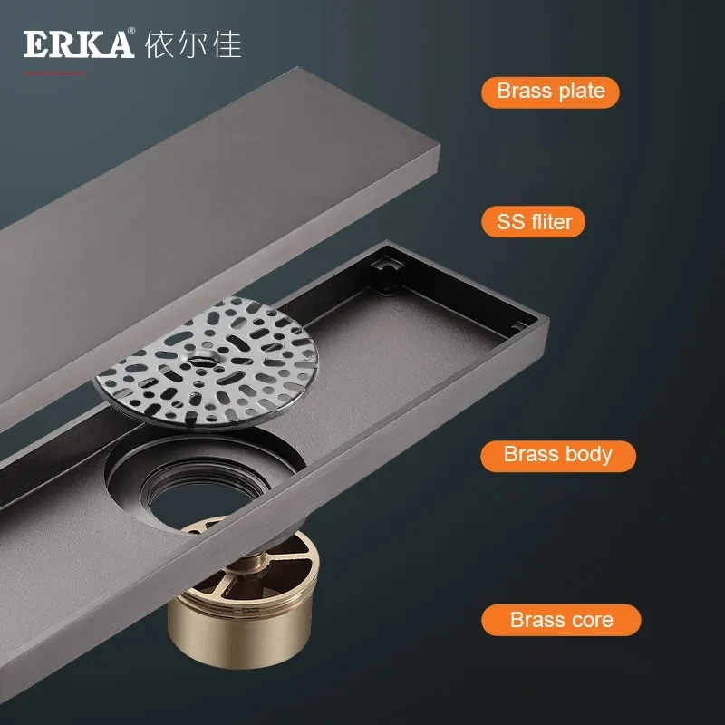 New Product 2023 8x30cm Black Nickel Brass Antiodor Square Concealed