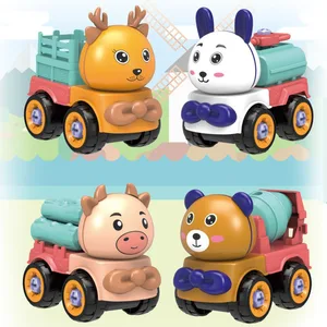 ITTL Diy Cartoon Animal Car Assembly Plastic Kid Toy Car