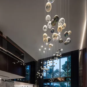 ECOJAS Luxury Glass Chandelier for Hotel Lobby Super Market Wedding Hotel New Design Large Pendent Light