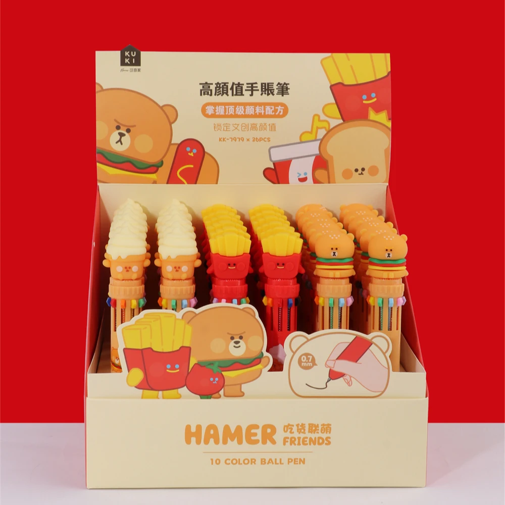 子供のためのファーストフードボールペン複数の10色ボールペンを負担