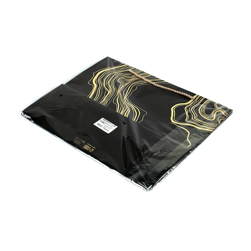 Wholesale Custom Hot Gold Printed Black Luxury Shopping Gift Paper Bag With Handle gift bags customised details