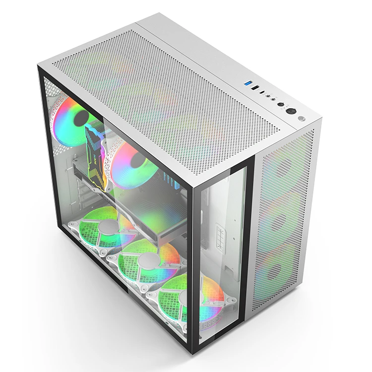 ファンまた Pc Case De Cpu Computer Cases Towers強化ガラスアルミニウムゲーミング