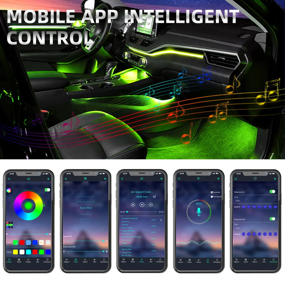 App Control Led Strip Ambient Lighting Car Led Strip Light Rgb Led