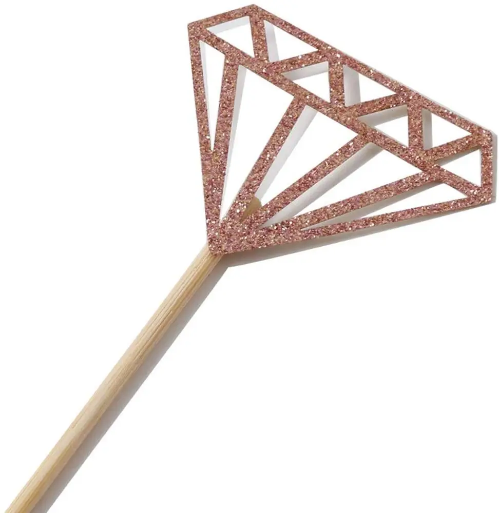 Оптовая продажа, блестящее кольцо из розового золота с бриллиантами, свадебное платье, топпер для капкейков, для невесты, для помолвки, свадьбы, девичника