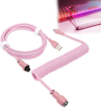 GIET Factory coiled cable for Keyboard mobile phone data cable multi-color navigator connector Type C gaming coil cables