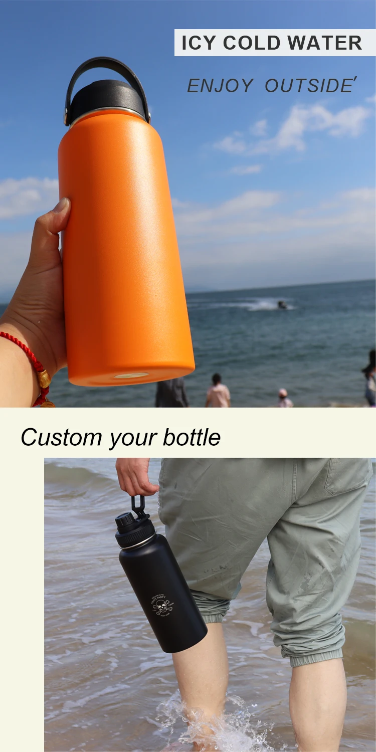 32oz stainless steel wide mouth metal bottles bpa free vacuum insulated hot and cold sports water bottles