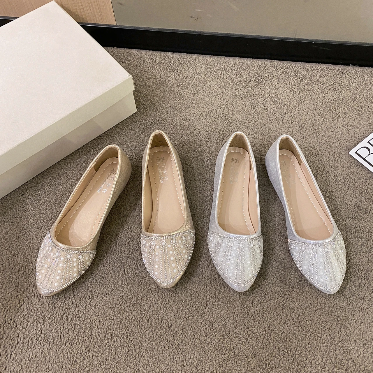 golden globes red carpet best dressed Sagada women's gold braided leather ballet flats with tie main image 0