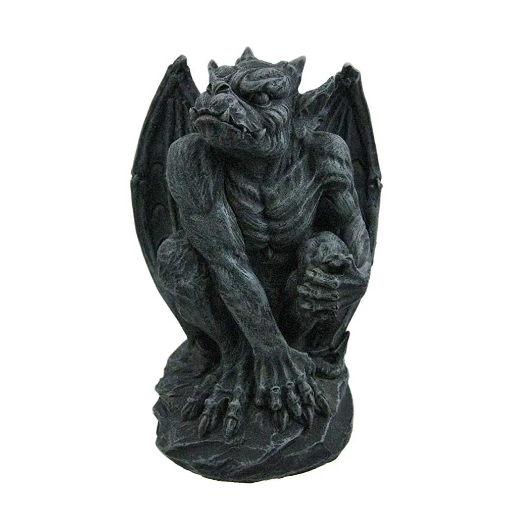Poised Protector Winged Gargoyle Statue Guardian Dark Grey Color ;garden Statue Gargoyle;statue Da Giardino Gargoyles