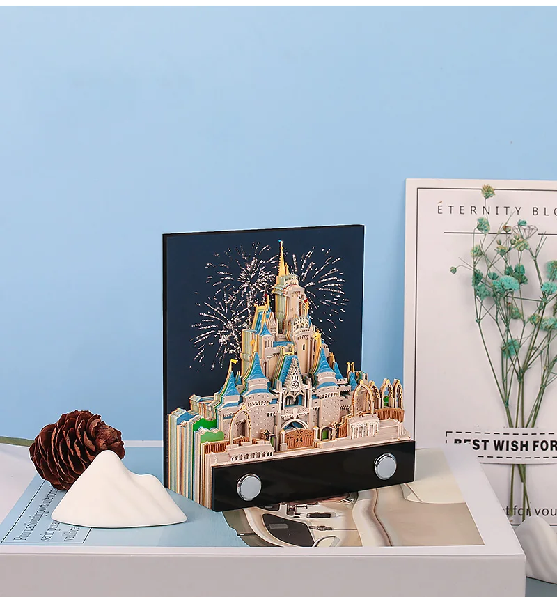 Custom Sticky Notes Omoshiroi Block Diy Cinderella Castle Note Pad Paper Laser Cut 3D Memo Pad for Gift