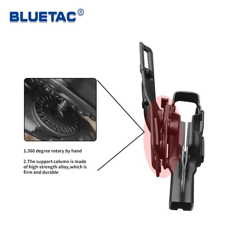 Bluetac OWB Kydex 360 Degree Drop Leg Platform Level III Retention Duty Gun Holster Index Finger Release Fast Draw Holster