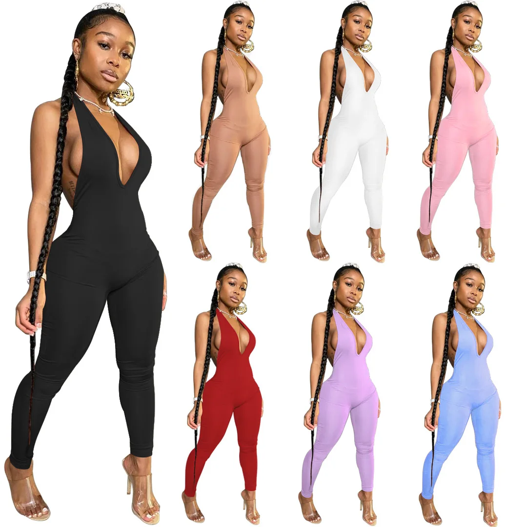 Casual Solid Bodycon Sleeveless Jumpsuits Sporty Workout Active Wear