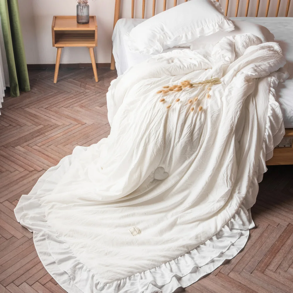 Aimaylai Luxury Summer Comforter Set Polyester Microfiber Pink Princess