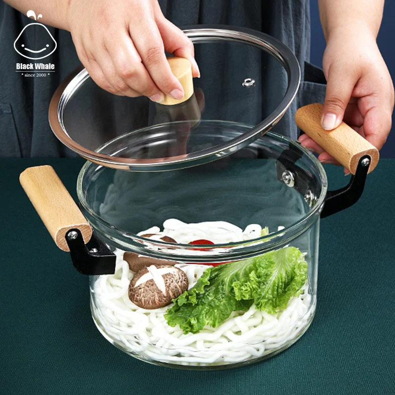 Glass Cooking Pot with Lid - 1.6L Heat Resistant
