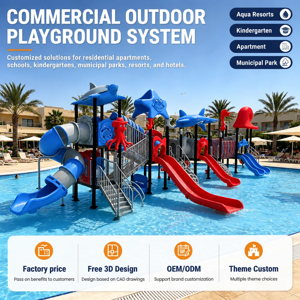 Commercial Kids Outdoor Water Park Equipment Splash Pad Slide Spray Fountain CE CPC Certified Galvanized Steel OEM Wholesale Low