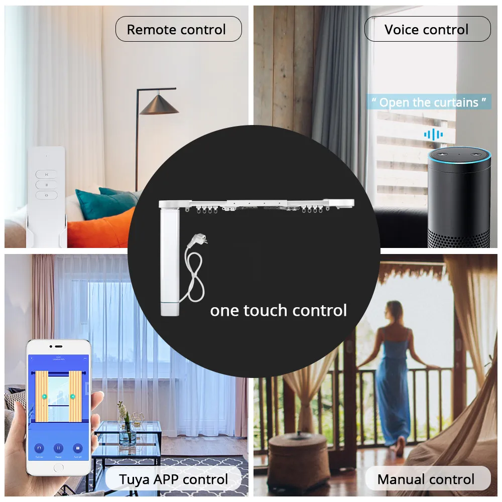 Zemismart Wifi Smart Motorized Curtain Customizable Aluminium Track Electric With Electric Curtain Motor